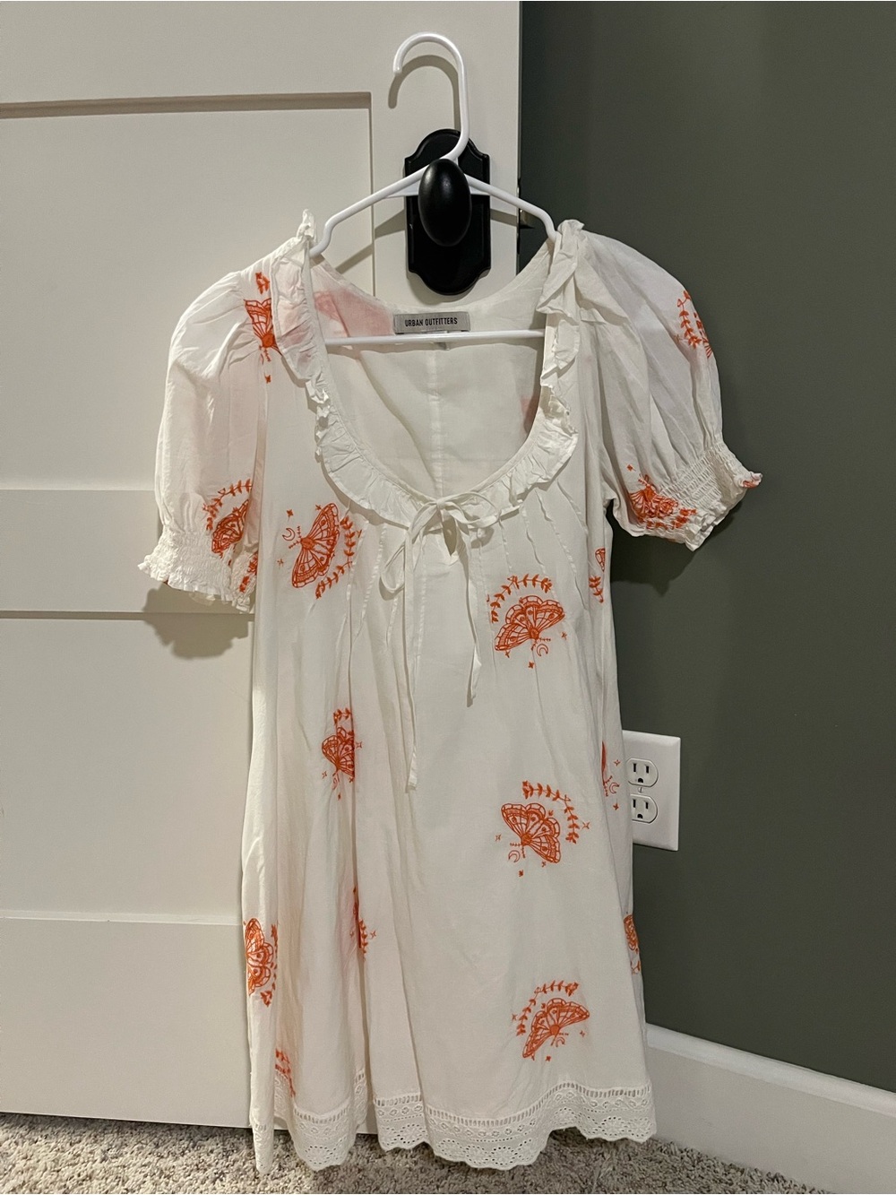 Urban Outfitters White Dress with Orange Embroidery